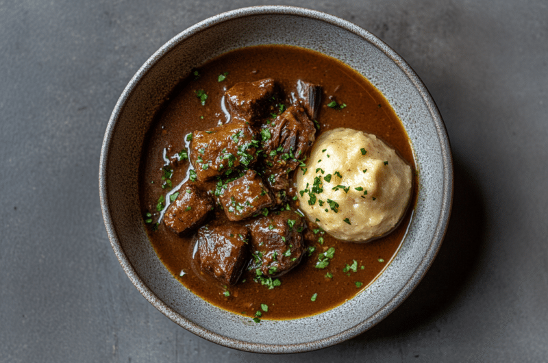 Wildschweingulasch mit Sumach und fermentiertem Pfeffer